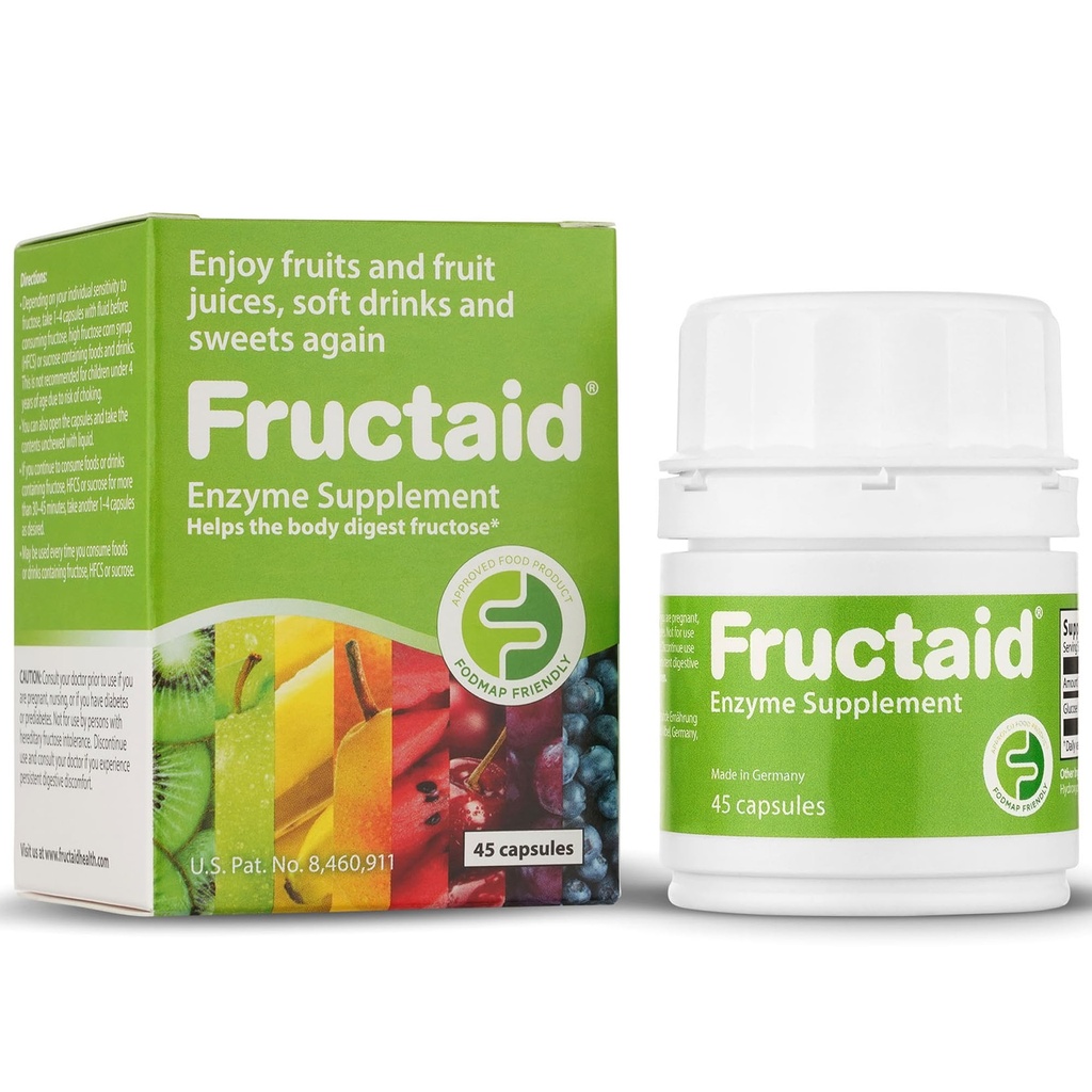 Enzyme Supplement - 45 κάψουλες, έτσι ώστε να μπορείτε να απολαύσετε φρούτα, χυμούς φρούτων, μαλακά ποτά και γλυκά και πάλι, συμπλήρωμα διατροφής, χωρίς γλουτένη, χωρίς λακτόζη
