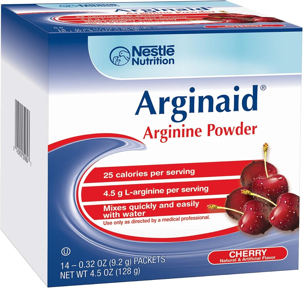 Arginaid Arginine Powder Drink Mix, Cherry - Διατροφικές Ανάγκες για Φροντίδα Τραυμάτων - 0,32 OZ Packets (14 CT/Pack) (Διατροφή των 2)
