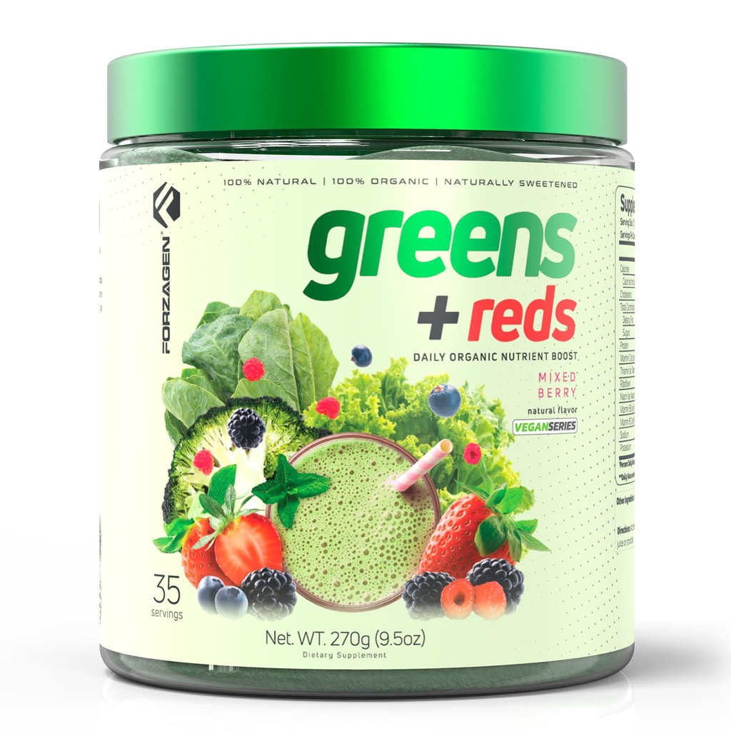 Forzagen Vegan Greens & Reds Superfood Toz - Organik Süper Yeşiller Toz | Premium Veggie Toz Supplement | 35 Reds ve Greens Superfood Toz Toz