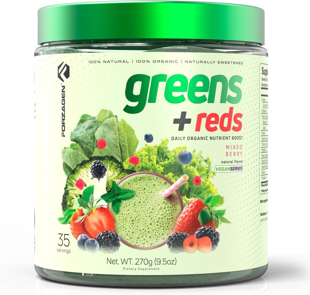 Forzagen Vegan Greens & Reds Superfood Toz - Organik Süper Yeşiller Toz | Premium Veggie Toz Supplement | 35 Reds ve Greens Superfood Toz Toz