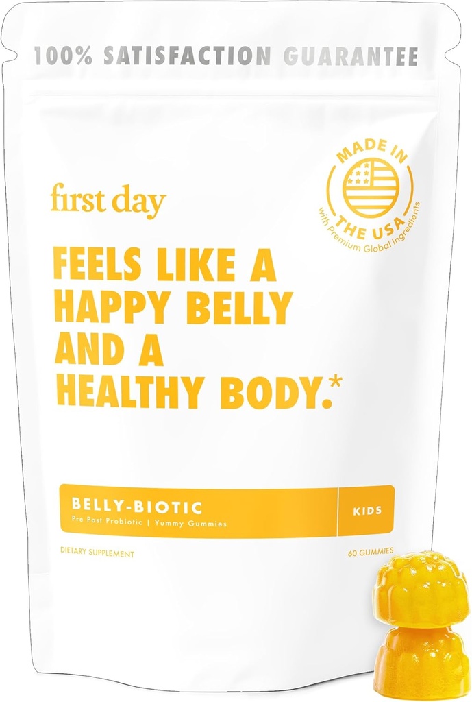 İLK GÜN Çocuklar Probiyotik Gummies - 3 in 1 Probiyotiks for Kids + Prebiyotik & Postbiyotik - Digestive Health & Immune Support - Vegan, Gluten Free, 30-Day Supply