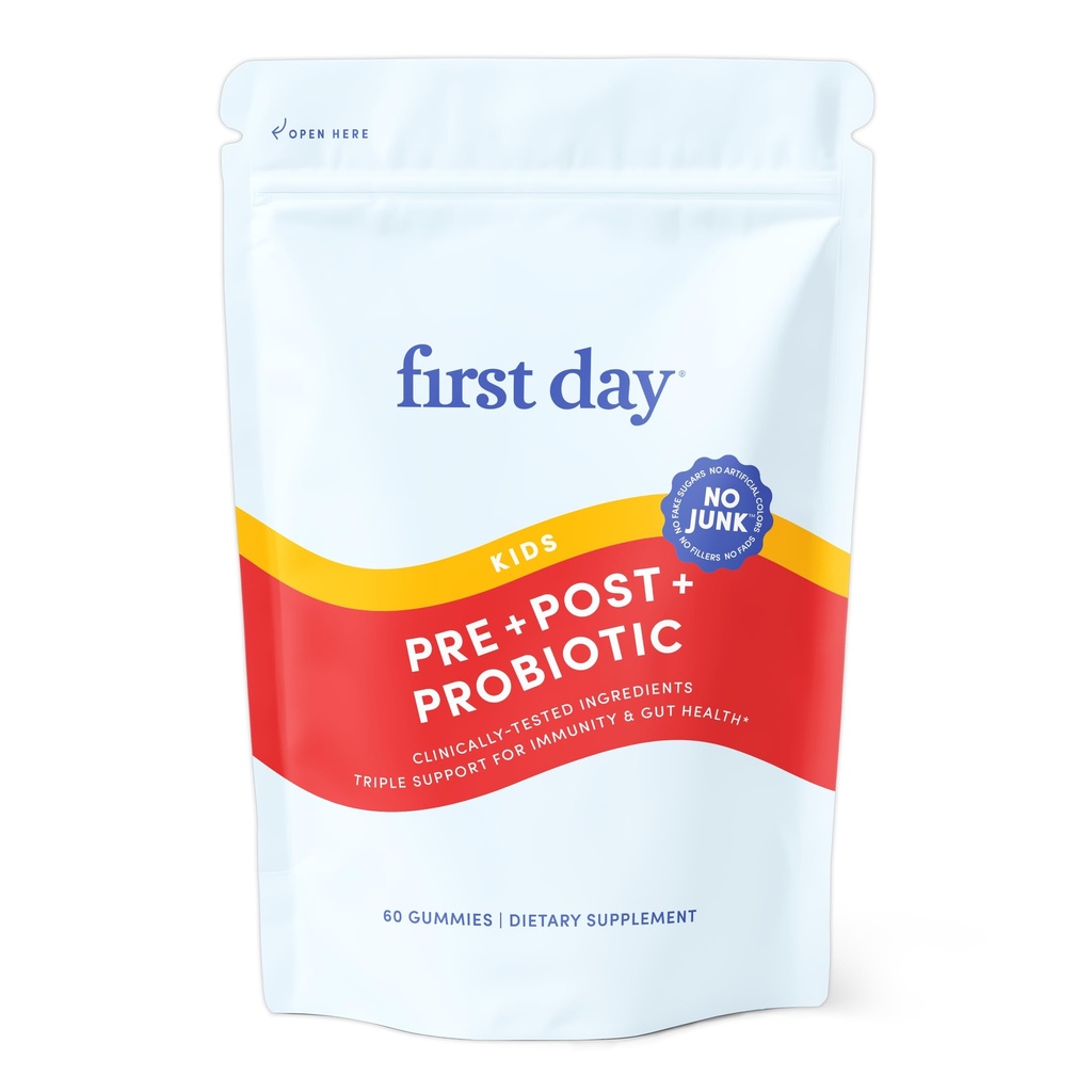 İLK GÜN Çocuklar Probiyotik Gummies - 3 in 1 Probiyotiks for Kids + Prebiyotik & Postbiyotik - Digestive Health & Immune Support - Vegan, Gluten Free, 30-Day Supply