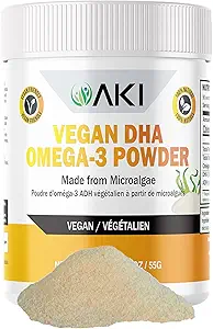 AKI Omega 3 DHA Micro Algae Toz Supplements - Plant-Based Keto Vitamin For Inflammation - Alternative to Fish or Krill Oil - Vegan & GMO-Free (1.94oz/55g)