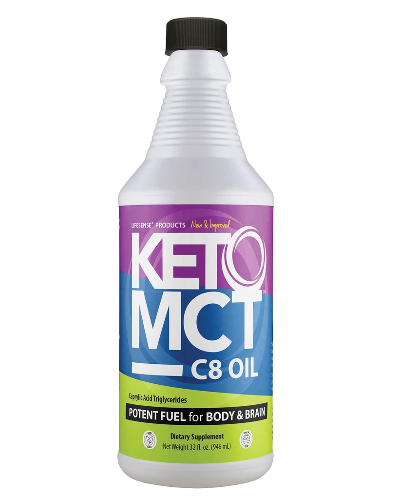 LifeSense C8 MCT Petrol, Blu-Friendly, Coconut Oil'den Kaynaklandı, Klinik olarak Keton Production'ı artırmak için Proven, Beyin ve Vücut için Optimal Yakıt, ABD'de Doktor Beslenme, 32 ozz