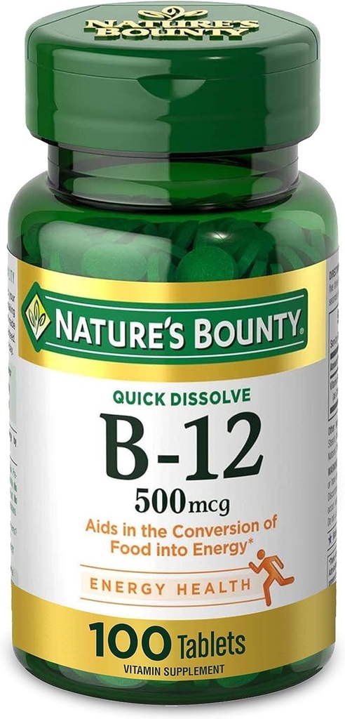 Nature's Bounty Vitamin B-12 500 mcg, 100 Count (Pack of 2)