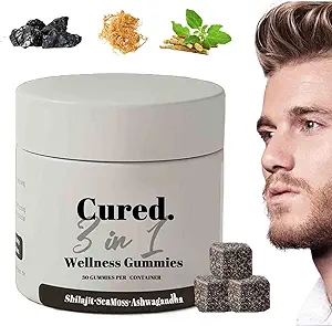 Cured 3 in 1 Gummies, 3 in 1 Shilajit Gummies for Men, Shilajit Gummies for Men, Pure Shilajit Gummies for Men, 30 Day Supply Per Bottle