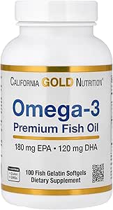 California Gold Nutrition Omega-3 Premium Fish Oil by California Gold Nutrition, Concentrated Formula with EPA & DHA, Support for Optimal Lipid Profile, Gluten Free, 100 Fish Gelatin Softgels - 2 Pack