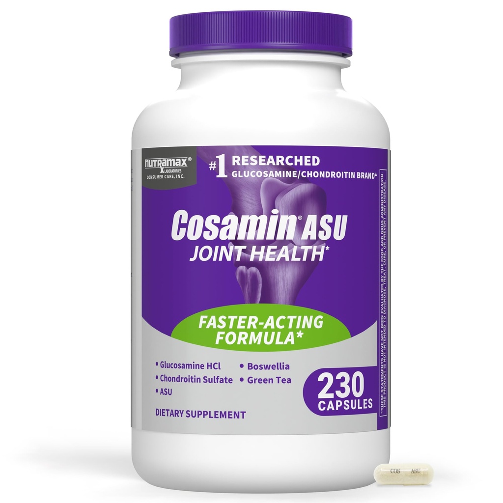 Nutramax Laboratories Cosamin® ASU Joint Health Supplement with Glucosamine, Chondroitin & ASU for Men’s & Women's Joint Health, 230 Κάψουλες