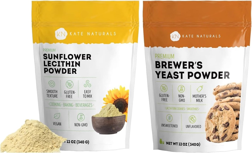 Kate Naturals Sunflower Lecithin Toz (4oz) & Brewer's Yeast (12oz)