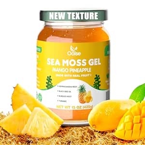 18.5 OZ Sea Moss Gel Strawberry Flavor - Natural Seamoss Gel 92 Mineral ve Vitaminlerle - Non-GMO, Gluten-Free, Vegan - Immune Support
