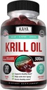 Kaya Naturals - Antarktika Krill Oil 500mg with Omega 3, EPA, DHA, Phospholipids & Astaxanthin Supplement - Brain & Health Vitamin - Anti Aging Supplement - 30 Count Softgels