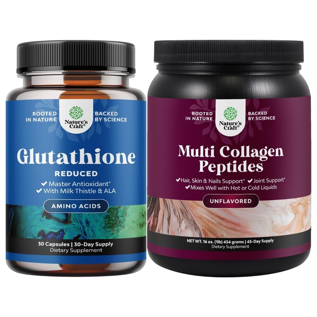 Glutathione Supplement ile Süt Butle - 500 mg Saf L Glutathione ve Multi Collagen Protein Tozu - Ketolyzed Collagen Hair Saç Skin & Nails Vitamis