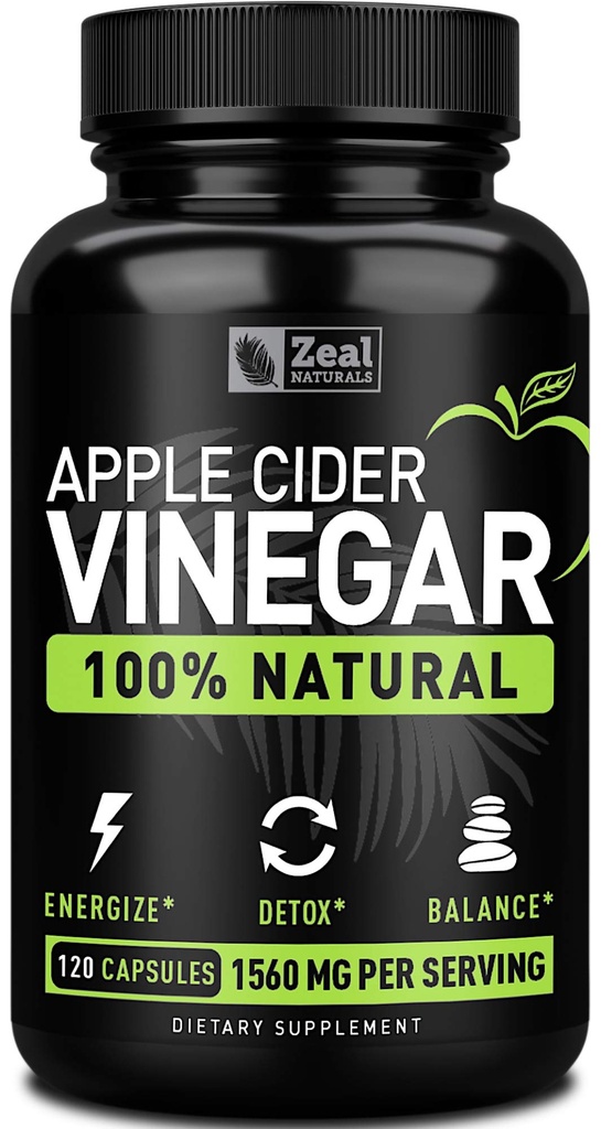 Zeal Naturals Φυσικές ακατέργαστες κάψουλες μηλίτη μήλου (1560mg