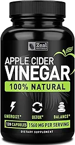 Zeal Naturals Natural Raw Apple Cider Vinegar Capsules (1560 mg|120 Capsules) Apple Cider Vinegar Pills w Cayenne Pepper, Cleanse, Appetite Suppressant & Digestive Support