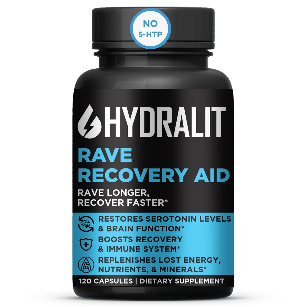 Rave Recovery Aid Vitamins After Party Relief Pills Music Festival Αξεσουάρ Rave Essentials 5-HTP συμπλήρωμα ηλεκτρολυτών Ενυδάτωση Καλύτερα πρωινά Serotonin Energy Hangover 120 κάψουλες