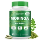 Bcuelov Moringa Capsules | 800mg Pure Moringa Powder Capsules – Supports Energy, Skin & Gut Health, Immune System – Green Superfood with Vitamins & Amino Acids (90 Caps)
