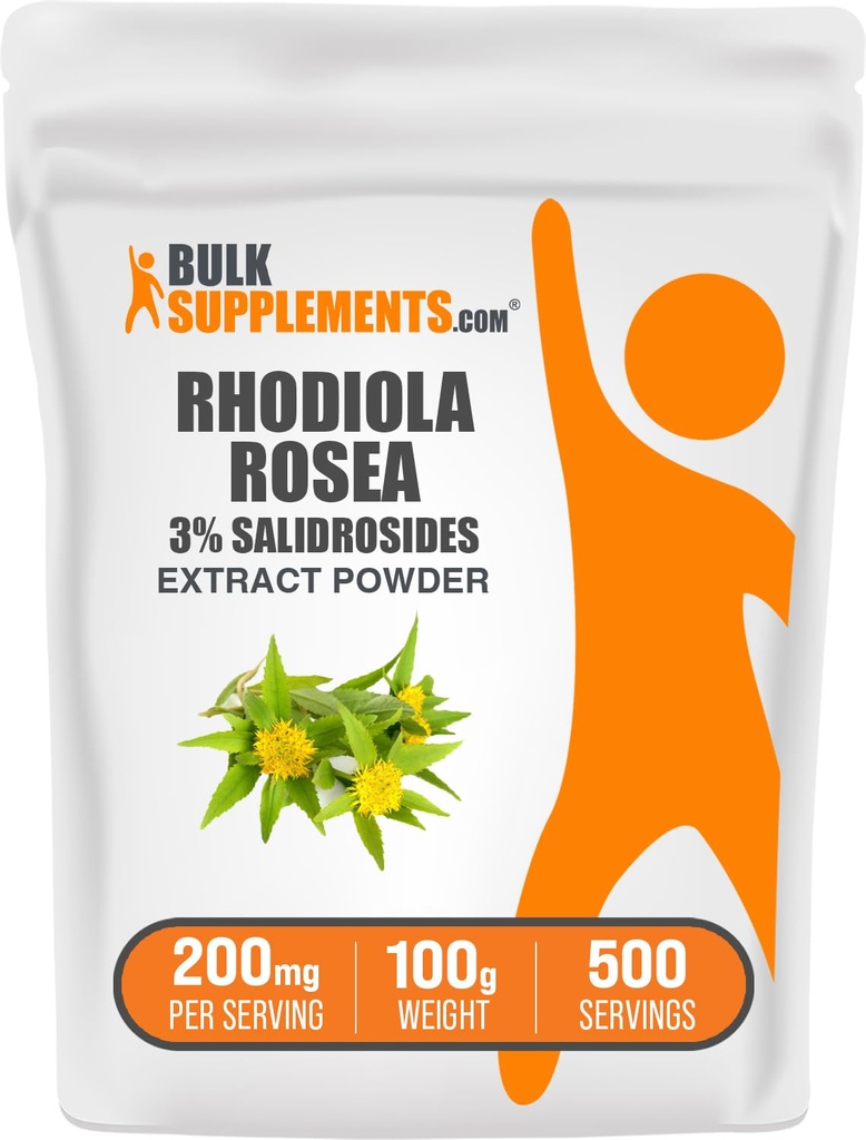 BulkSupplements.com Rhodiola Extract Powder - 3% Salidrosides, Rhodiola Rosea Extract - Συμπλήρωμα βοτάνων, Χωρίς γλουτένη, 200mg ανά Σερβίρισμα, 100g (3, 5 oz) (Pack of 1)