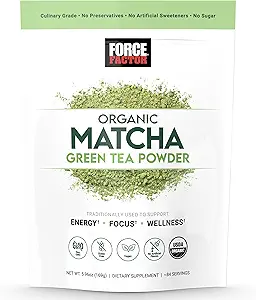 FORCE FACTOR Organic Matcha Green Tea Powder for Energy, Focus, and Daily Wellness, Culinary Grade, USDA-Certified Organic, Rich and Delicious Flavor 169g, 84 Servings