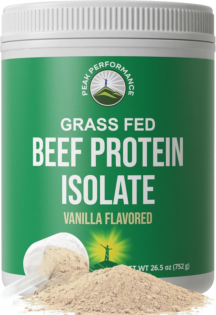 Grass Fed sığır proteini Toz - Lactose Free Great Tasting Beef Protein Isolate. Tamam Animal Based Non Dairy Paleo Carnivore Supplement for Prime Muscle Building. No Whey. Vanilla Flavor