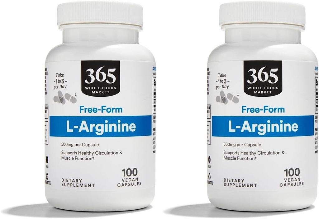 Ολόκληρη η αγορά τροφίμων, L Arginine 500Mg 100 Veggie Caps (πακέτο του 2)