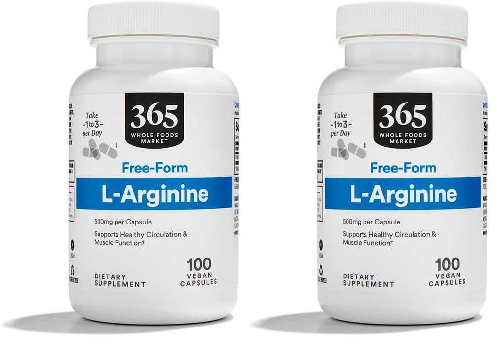 Tüm Gıdalar Pazarı, L Arginine 500Mg 100 Veggie Caps (Pack of 2)