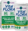 Vital Planet - Vital Flora Yetişkin Over 55 Daily Probiyotik 60 Milyar CFU, Diverse Strains, Organic Prebiyotiks, Immune and Digestive Health Raf Stable Probiyotiks for Women and Men, 30 Capsules