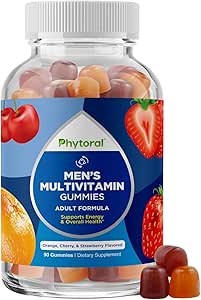 Kristal ile Men Gummies için Phytoral Natural Multivitamin - D C A & Biotin B6 B12 Full Health Supplement