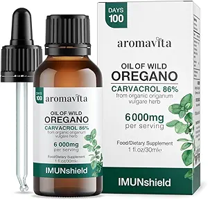ImunShield Wild Regano Oil Organic Liquid Drops - Χειροποίητη Ρίγανη με 86-90% Carvacrol για Ανοσοποιητική και Πειθαρχική Υποστήριξη - Vegan, Non-GMO, Gluten-free, 1 fl. oz./ 30ml