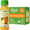 Elixir Shots, Immunity Boost Wellness Shot with Cold-Pressed Turmeric, Ginger, Orange ve Black Pepper, No Eklenmiş Şekerler veya Yapay Malzemeler,12-pack