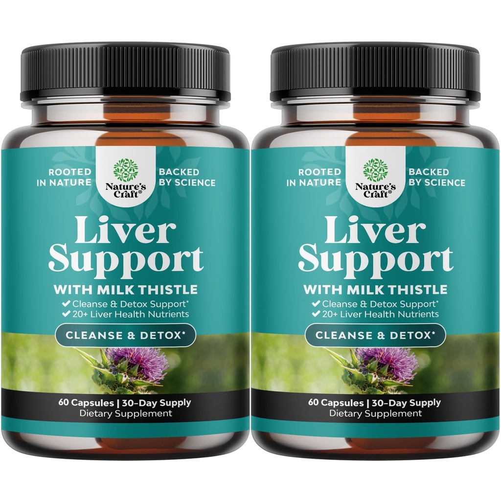 Natures Craft Liver Cleanse Detox & Tamir 2 Pack Sche - Herbal Liver Support Milk Thistle Supplement - Silymarin Milk Butle Supplements with Dandelion Root, Choline, Beetroot & Artichoke Tür