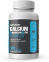 Calcium Magnesium Zinc Supplement - 3-in-1 Complex with 1000mg Calcium, 500mg Magnesium, 10mg Zinc - Bone, Muscle & Immune Support - 270 Tablets, 90 Day Supply