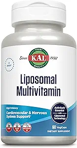 KAL Liposomal Multivitamin - Yüksek Potency Liposomal Vitamin C, D-3 ve Daha Fazla - Kartiovascular ve Nervous Sistem Desteği için Çokvitamin - 30 Hizmet, 60 VegCaps