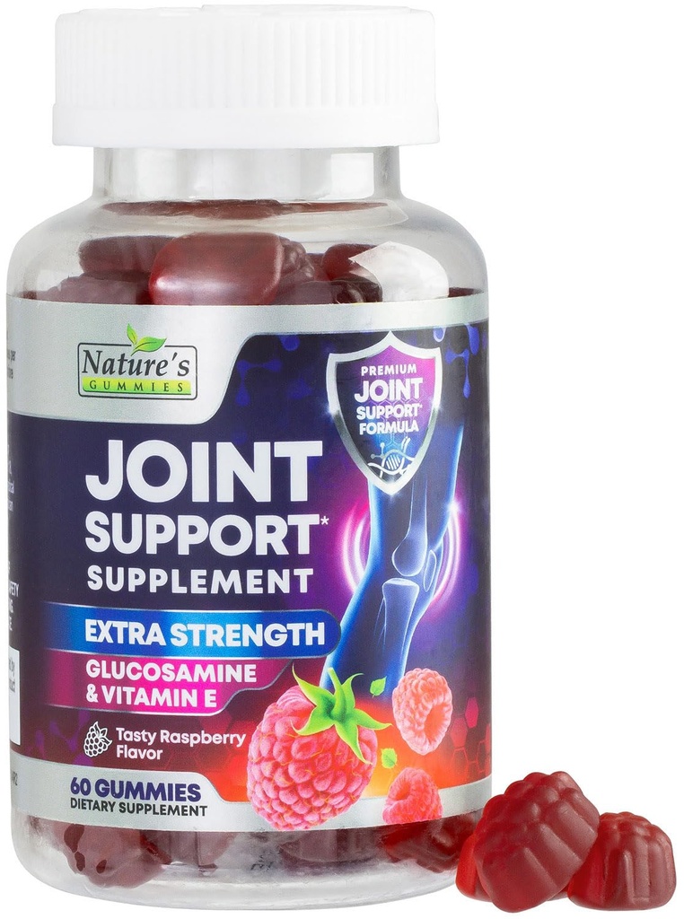 Ortak Destek Supplement - Ekstra Kuvvetli Glucosamin Gummy Supports Ortaks Health & Flexability for Back, Dizler, Hands - Doğal Vitamin E Immune Support - Kadınlar ve Erkekler için En İyi Gummies - 60 Gummies