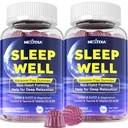 Melatonin Free Sleep Gummies with Glycinate, GABA, 5-HTP, L-Theanine, Valerian, Chamomile, Lemon Balm, Vitamin D3 & B6 - Hormon & Drug- Free