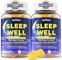 Melatonin Free Sleep Gummies with Glycinate, GABA, 5-HTP, L-Theanine, Valerian, Chamomile, Lemon Balm, Vitamin D3 & B6 - Hormon & Drug- Free