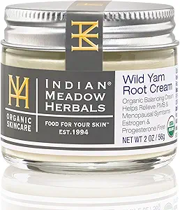 Indian Meadow Herbals Wild Yam Root Cream (2oz) - USDA Certified Organic Balancing Cream for PMS & Menopause Relief - Οιστρογόνα & Προγεστερόνη-Δωρεάν. Χειροποίητη από εμάς. Γυναικεία & Λειτουργεί από το 1994.