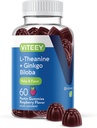 Viteey L-Theanine Gummies with Ginkgo Biloba for Yetişkinler - Focus & Relax, Find Mood - Non GMO, Gelatin Free, Vegan, Gluten Free, Doğal Kaynaklanan Raff Raspberry Flavored Gummy