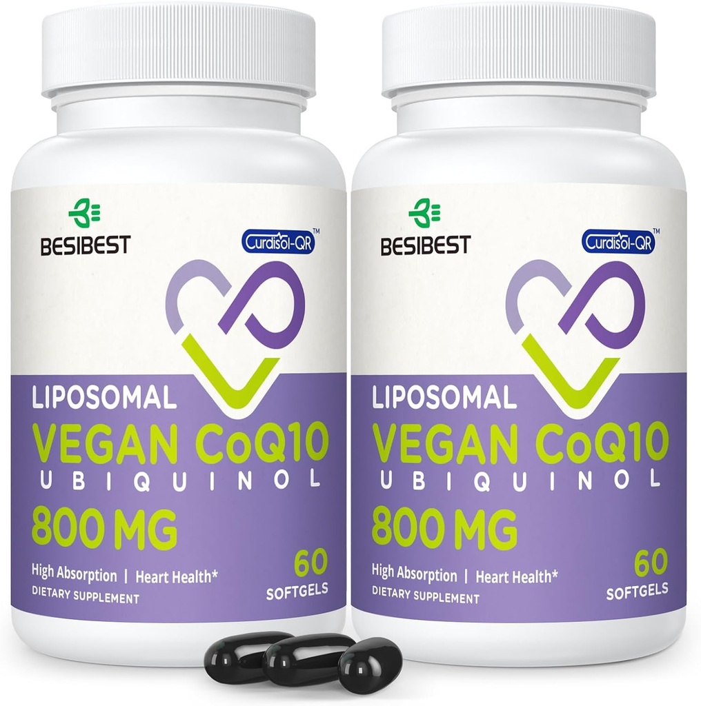 Liposomal Ubiquinol CoQ10 800 MG Softgel, High Abxia CoQ10 Ubiquinol Supplement, Active Coenzyme Q10 800 mg, Heart & Brain Function, Energy Production, 120 Vegan Softgels
