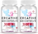 3000 MG Creatine Monohydrate για γυναίκες & άνδρες, Χάπια Creatine με BCAA & Hydrolyzed Collagen Chews δισκία για την απόδοση & ανάκτηση, δύναμη, Δράκος Fruit Flavor, 180 δισκία