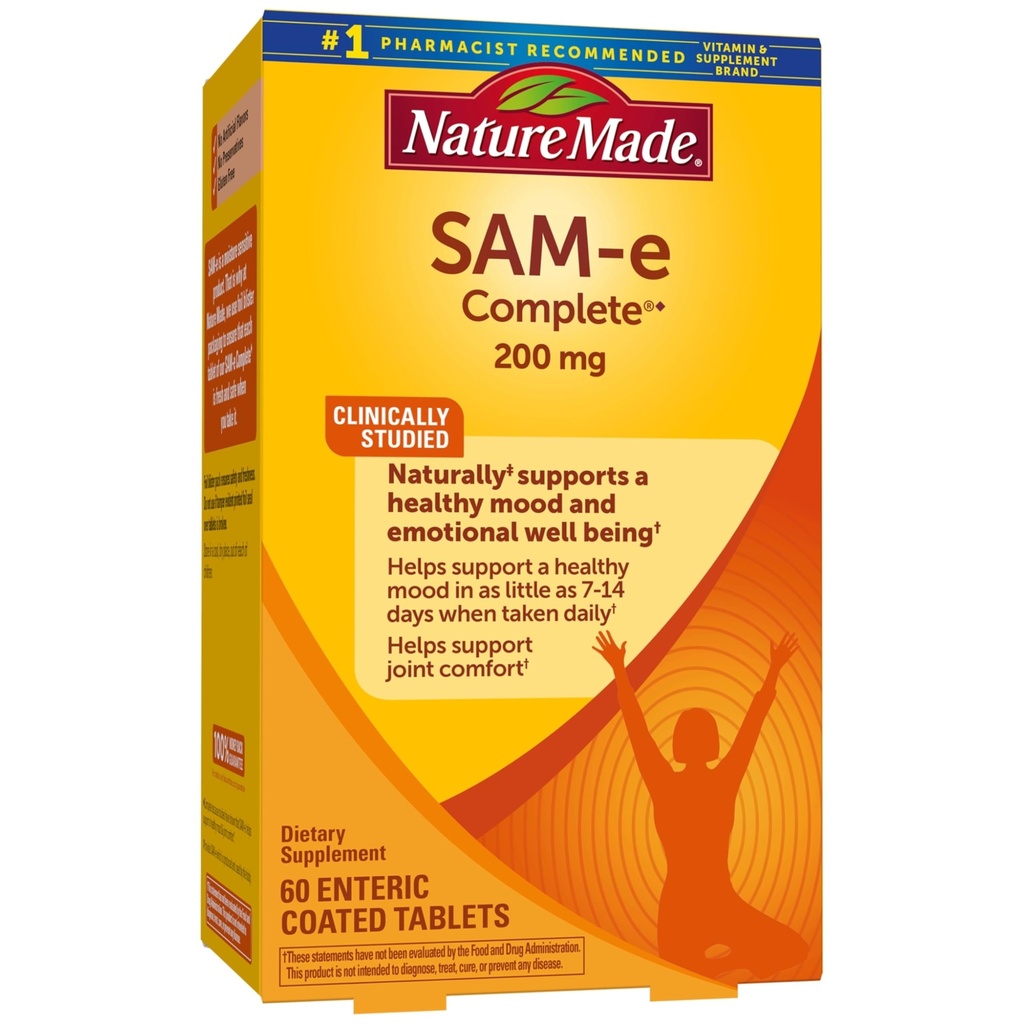 Nature Made SAM-e 200 mg Complete, Συμπλήρωμα διατροφής για υποστήριξη Mood, 60 δισκία, 30 ημέρες προσφοράς