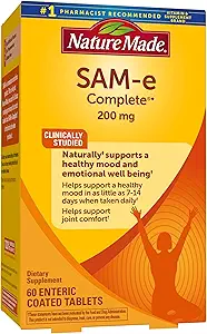 Nature Made SAM-e 200 mg Complete, Diyetsel Supplement for Mood Support, 60 Tablet, 30 Day Supply
