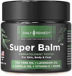 DAILY REMEDY Tea Tree Oil Extra Strength Super Balm - Αθλητές κρέμα ποδιών καταπολεμά Ringworm, Jock Itch, Nail Issues - Nourishes Cracked Ichy Skin on Body & Feet - Made in USA (2 Pack)