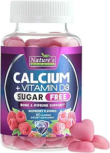 Kalsiyum Supplement Gummies - Sugar Freeuba Gummy with 400 IU Vitamin D3 for Best Abors - Supports Immune Health, Bones & Teeth - Nature'suba Chews for Women & Men - 120 Gummies