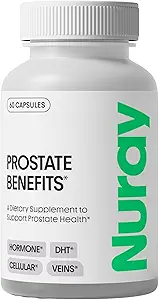 Συμπλήρωμα υποστήριξης Nuray Prostate για άνδρες και γυναίκες με πριόνι Palmetto, βιταμίνη C, βιταμίνη Ε, ψευδάργυρος, Stinging Nattle & Alpha Lipoic Acid - 60 κάψουλες χορτοφάγων