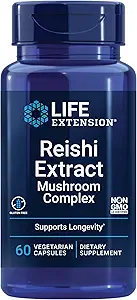 Life Extension Reishi Extract Mushroom Complex - Μανιτάρια βοτανικό συμπλήρωμα για την υποστήριξη του ανοσοποιητικού – Ganoderma Lucidum Extract - Χωρίς γλουτένη, μη ΓΤΟ, χορτοφαγικά – 60 κάψουλες