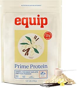 Equip Gıdaları Prime Protein Toz | Temiz, Grass Fed sığır proteini | Carnivore Protein Isolate | Paleo, Keto Friendly | Gluten & Dairy Free | Build & Tamir Tissue | 30 Hizmet, Vanilla