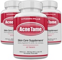 Ane Pills- Acne Tame 3 Pack Supplement- Clear Skin Vitamins Pill for Oily Skin Treatment, Hormonal Blemishes, Spots & Cystic Acnes Supplements for Women, Men, Young & Yetişkinler- 180 Tabletler