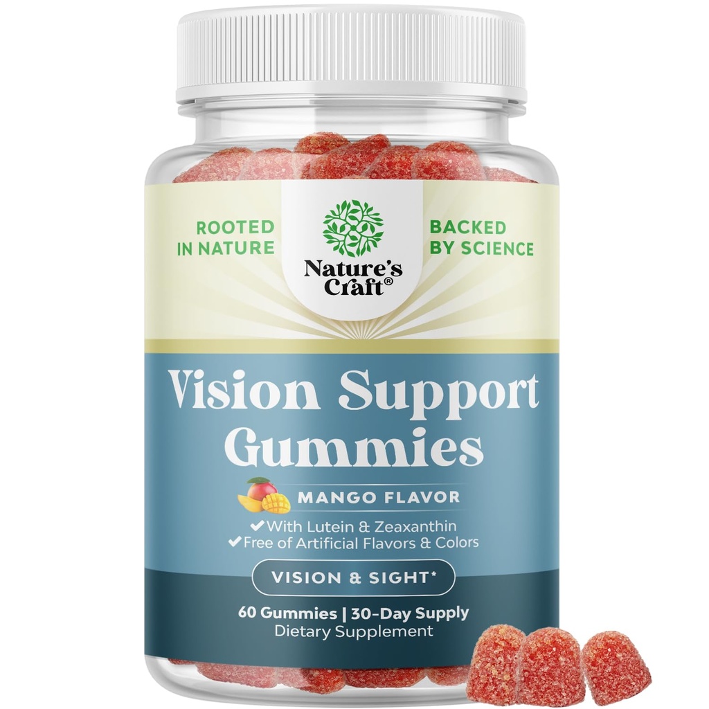 Vizyon Yetişkinler için Gummies - Lutein ve Zeaxanthin Supplements for Eye Health - Potent Lutein Eye Vitamins for Blue Light Protection Kuruness Strain Support & Visual Sharpness - 60 Count