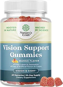 Vizyon Yetişkinler için Gummies - Lutein ve Zeaxanthin Supplements for Eye Health - Potent Lutein Eye Vitamins for Blue Light Protection Kuruness Strain Support & Visual Sharpness - 60 Count