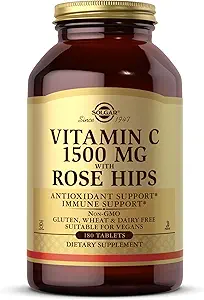 Solgar C 1500 mg Rose Hips, 180 Tablet - Antioksi ve Immune Desteği - Genel Sağlık - Sağlıklı Cilt ve Ortakları Destek - GMO, Vegan, Gluten Ücretsiz, Süt Free, Kosher - 180 Hizmetler